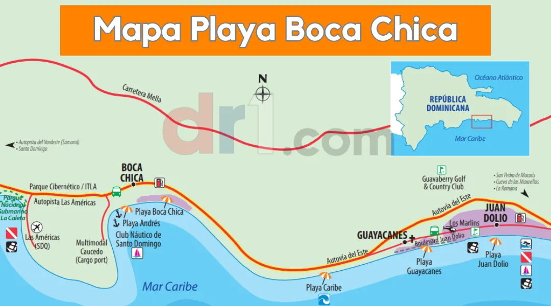 Mapa Playa Boca Chica, República Dominicana