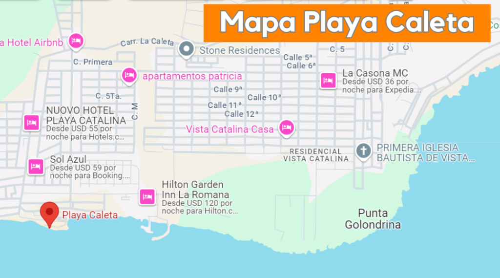 Mapa Playa Caleta, República Dominicana