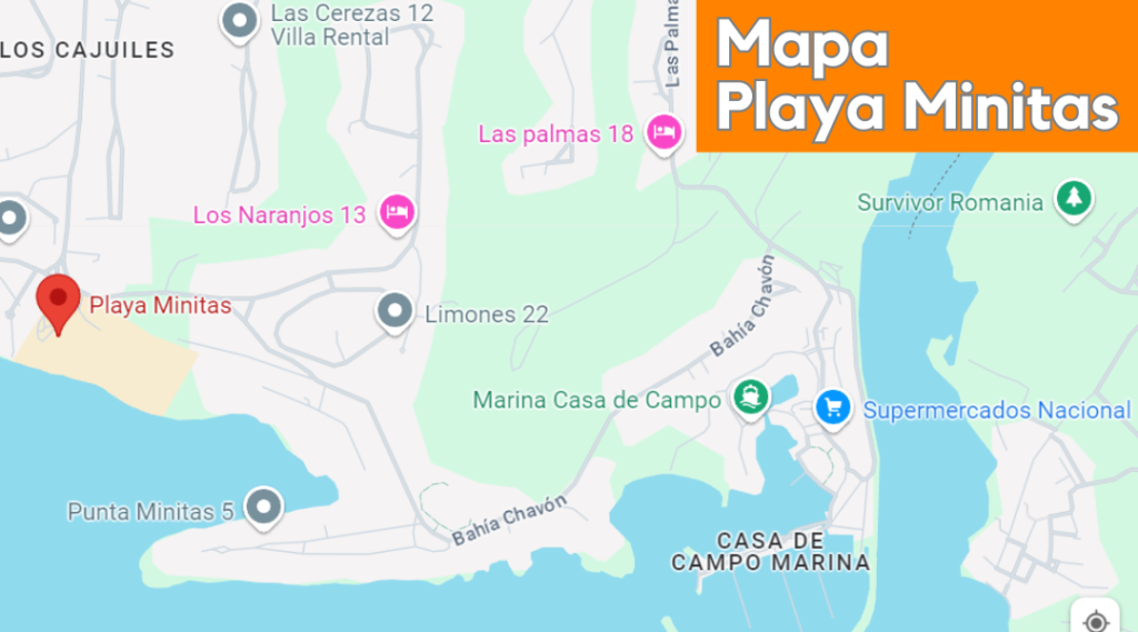 Mapa Playa Minitas, República Dominicana