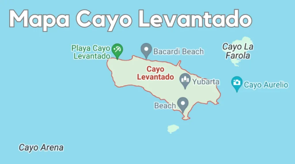 Mapa de Cayo Levantado o Isla Bacardí, Samaná, República Dominicana